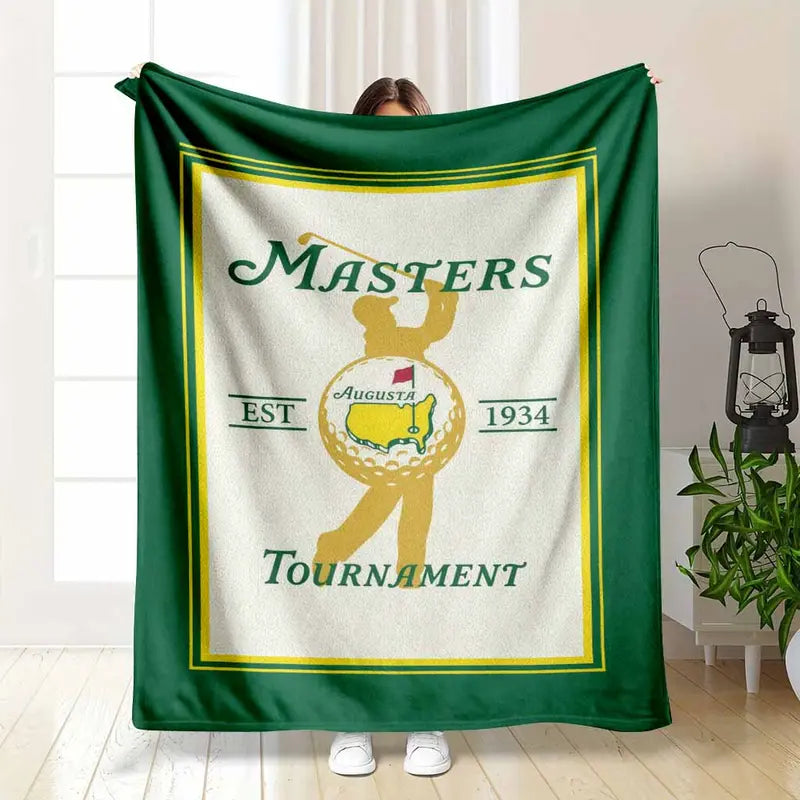 Masters Tournament Augusta Flannel Blanket, Green/Yellow