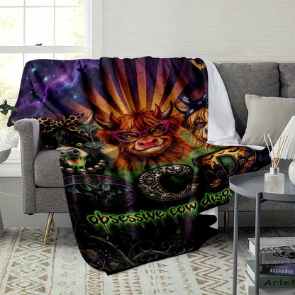 Highland Cow Halloween Flannel Blanket, Ultra-Soft 60×80 - image 3