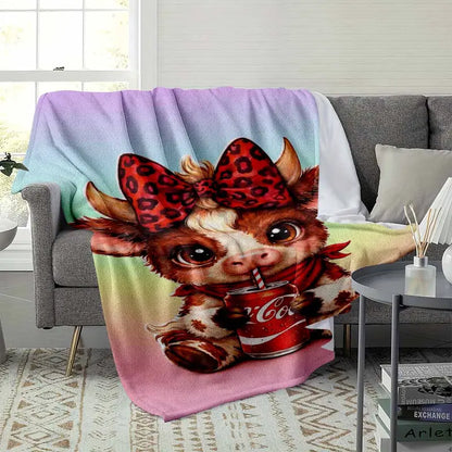 Cow Print Plush Blanket - Soft Fleece Bedding for Home Decor & Kids - image 3