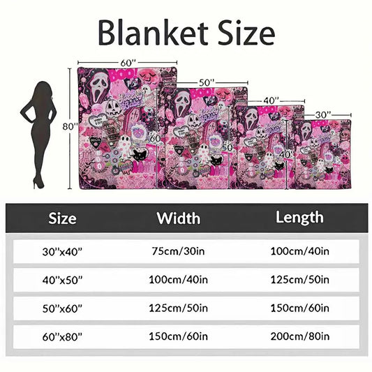 Pink Aesthetic Gothic Flannel Blanket with Halloween Pattern - Soft Lightweight Throw - image 4
