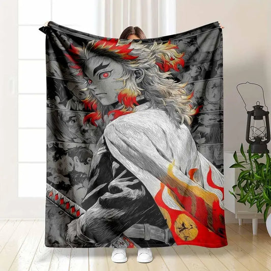 Flame Hashira Flannel Character Art Blanket Japanese Anime Manga Soft Throw