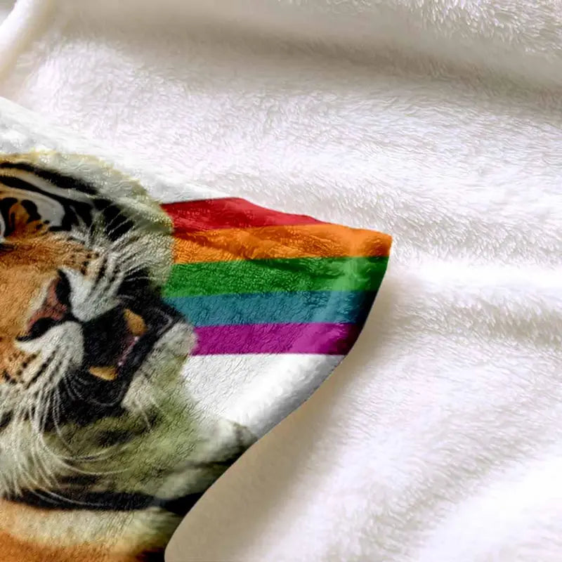 Cartoon Tiger Rainbow Print Flannel Blanket - Soft, Lightweight, Breathable Bedding - image 12