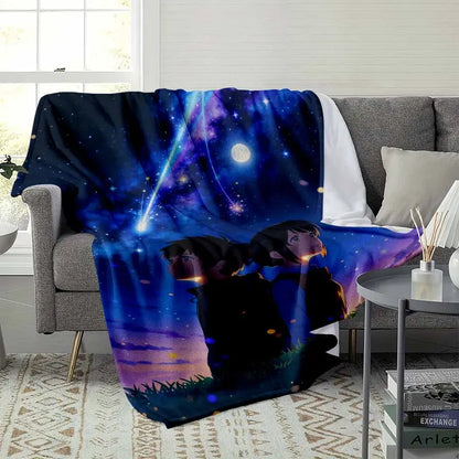 Starry Night Sky Flannel Throw Blanket – Space Anime Art, 60x80in - image 3