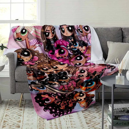 Anime Girl Aesthetic flannel blanket, Y2K pop art throw - image 3