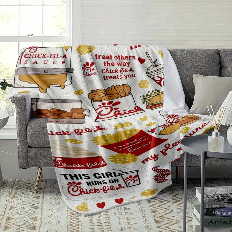 Chick-fil-A Fast Food Print Flannel Fleece Throw Blanket - Ultra Soft, Breathable & Wrinkle Resistant Textile & Soft Furnishings - image 3