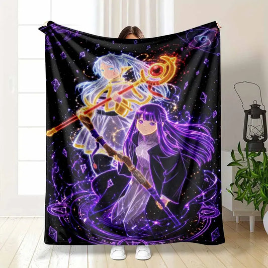 Anime Fantasy Mage Flannel Blanket Celestial Magic Spell Pattern Super Soft Lightweight Bedspread