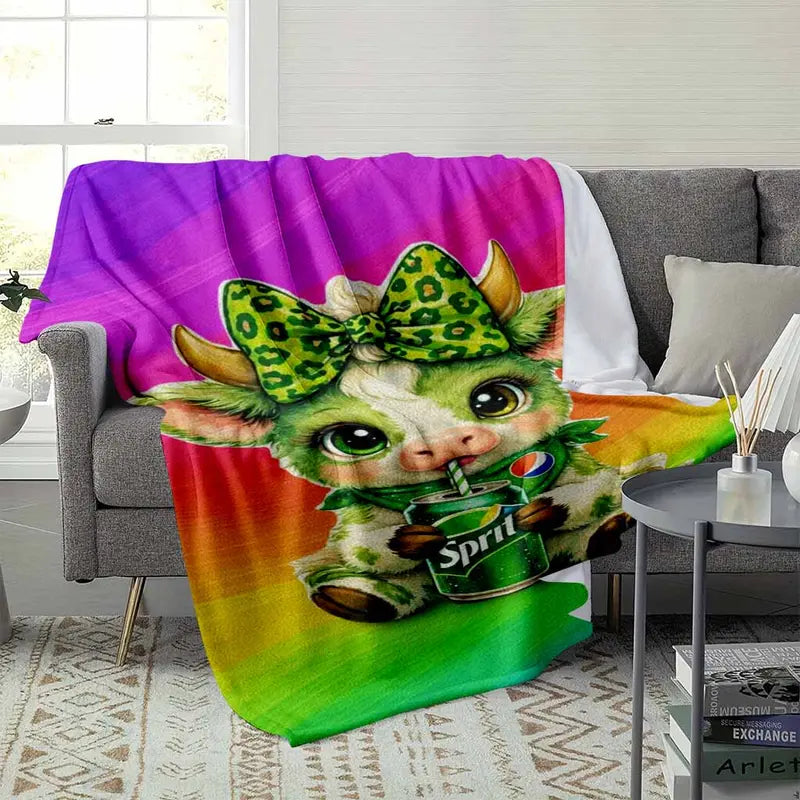 Rainbow Animal Flannel Blanket Soft Fleece Throw 30x40 - image 3