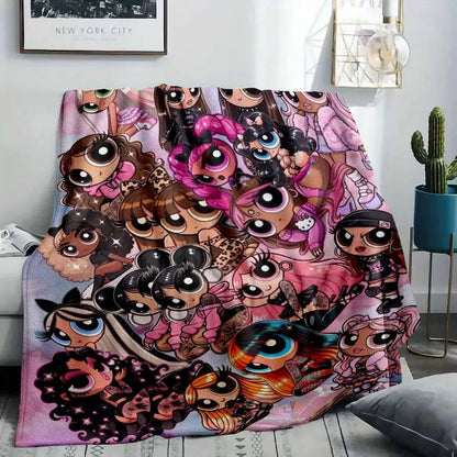 Anime Girl Aesthetic flannel blanket, Y2K pop art throw - image 2