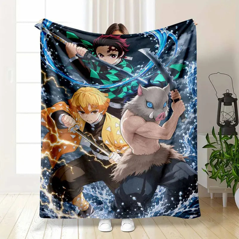 Anime Battle Flannel Blanket Lightweight Warm Cozy Throw for Couch Bedside