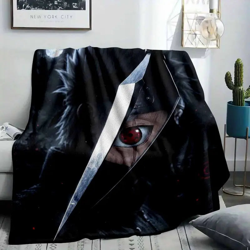 Shadow Ninja Flannel Throw Blanket Red Eye Warrior - image 8