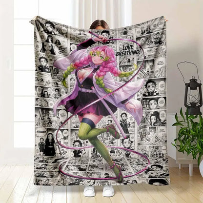 Anime Hashira Flannel Blanket Manga Style Graphic Throw