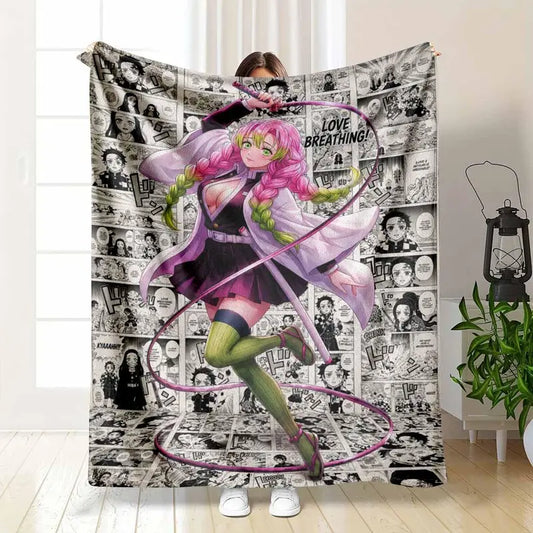 Anime Hashira Flannel Blanket Manga Style Graphic Throw