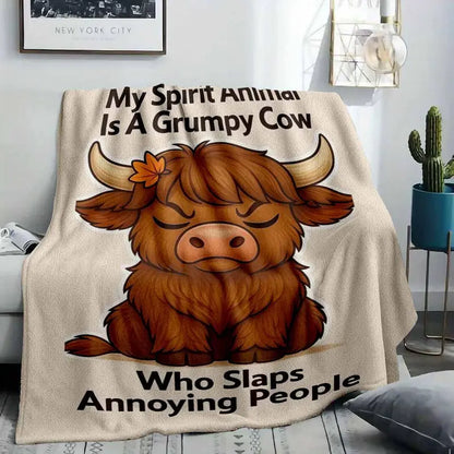 Grumpy Highland Cow Flannel Fleece Throw Blanket (30x40-60x80) - image 2
