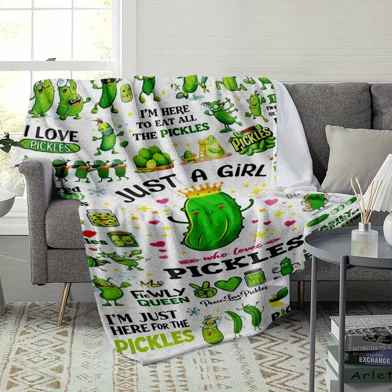 Pickle Cartoon Flannel Blanket - Soft Breathable 60x80 Inch for Adults & Kids - image 3