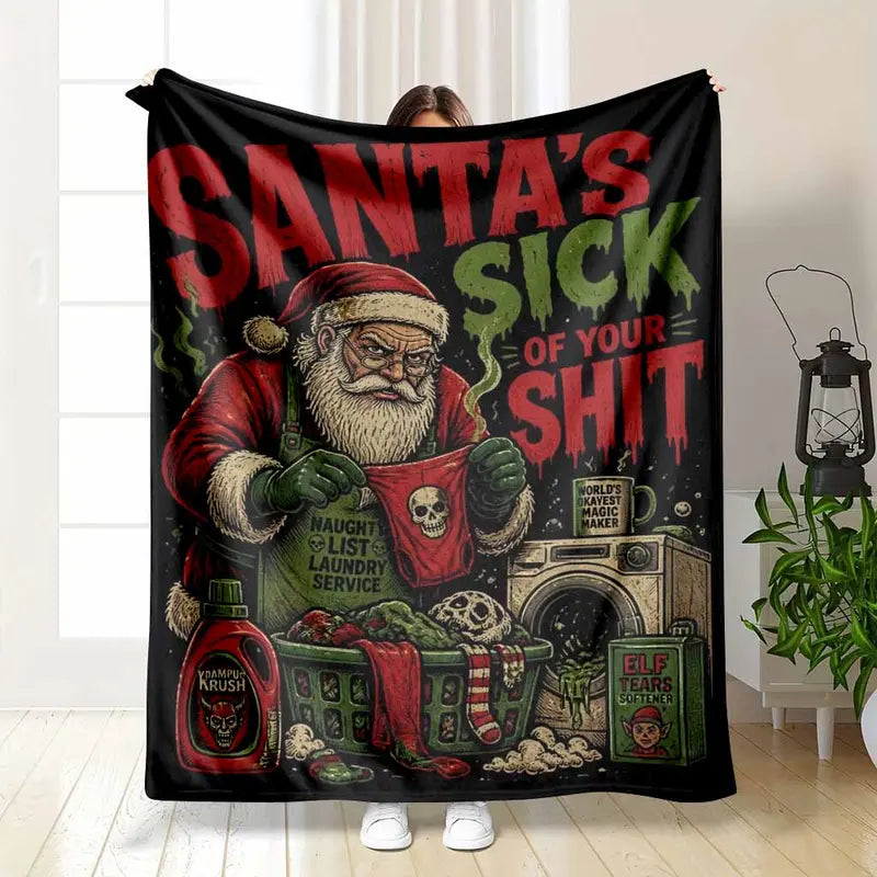 Santa Claus Flannel Blanket - Super Soft Christmas Throw