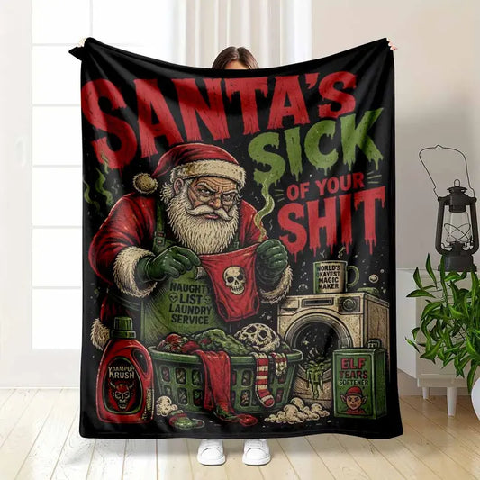 Santa Claus Flannel Blanket - Super Soft Christmas Throw