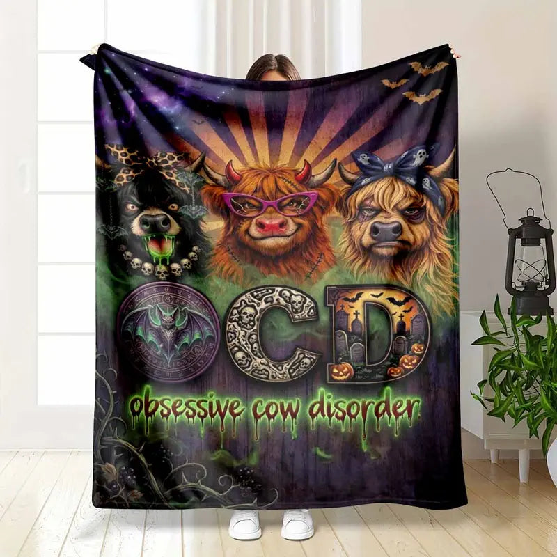 Highland Cow Halloween Flannel Blanket, Ultra-Soft 60×80 - image 8