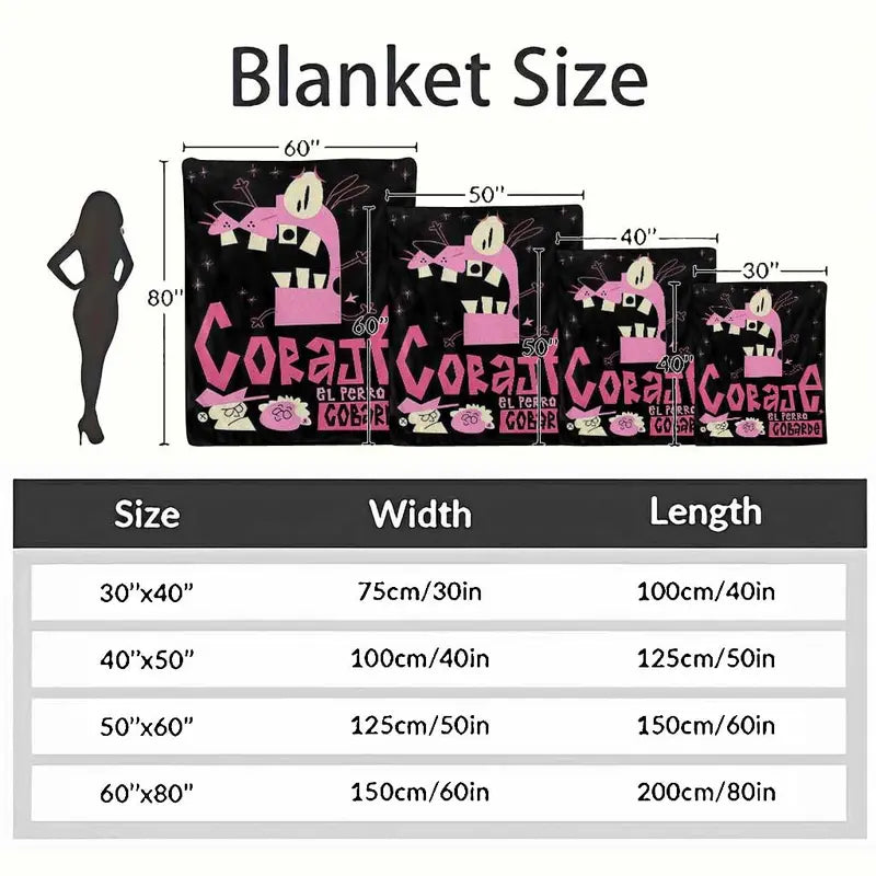 Scared Dog Flannel Blanket Pink Cartoon Monster & Eye Print Throw - image 4