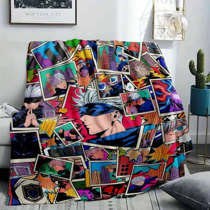 Anime Character Flannel Fleece Blanket - Vibrant Pop Art Collage Print, Lightweight and Soft Bedding Throw for Living Room, Bedroom, Sofa, Travel, Camping - image 2