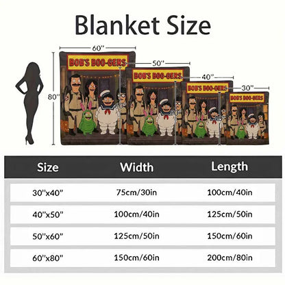 Halloween Family Paranormal Hunters Cartoon Print Flannel Blanket - Soft Cozy Warm Lightweight Throw for Home Decor - image 4