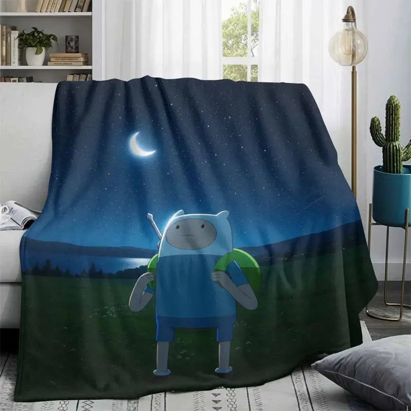 Cartoon Night Sky Flannel Throw Blanket, Soft Cozy Lightweight Plush, Multi-Size for Sofa Bedroom - image 2