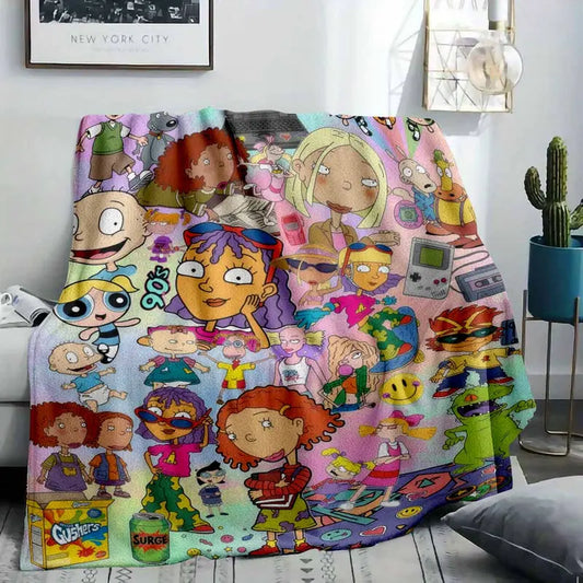 Nostalgic 90s Cartoon Flannel Blanket Lightweight Soft Plush Throw - image 2