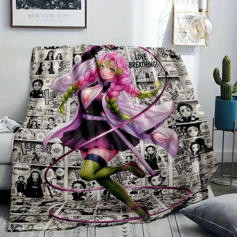 Anime Hashira Flannel Blanket Manga Style Graphic Throw - image 2