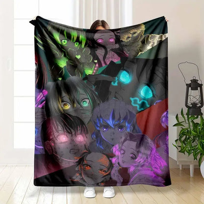 Anime Characters Pattern Flannel Blanket Lightweight Warm Bed Throw