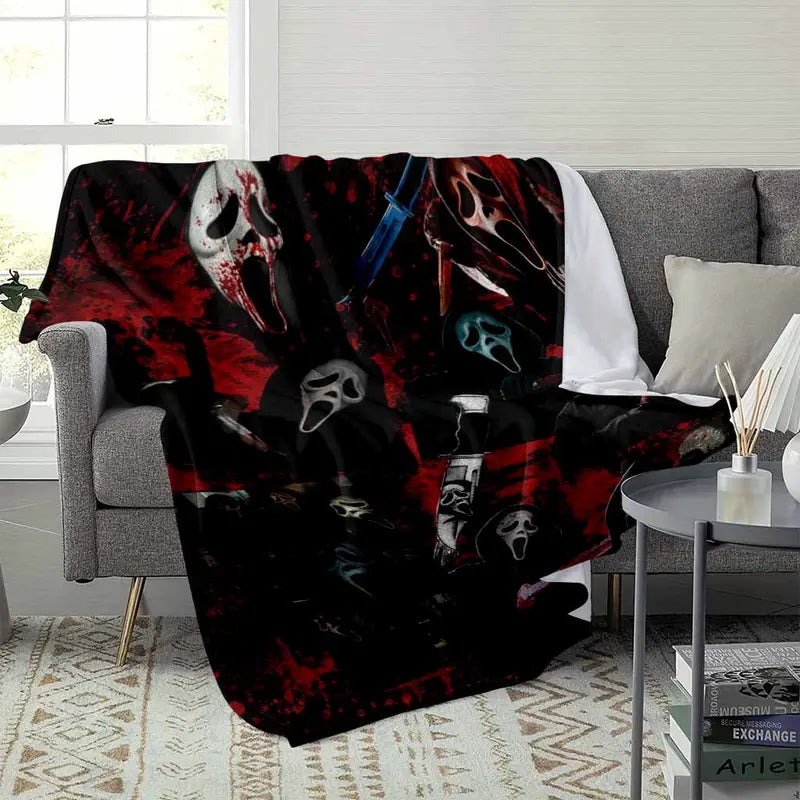 Ghost Mask Flannel Blanket 30×40 Inch Mini Horror Slasher Print Cozy Throw - image 3