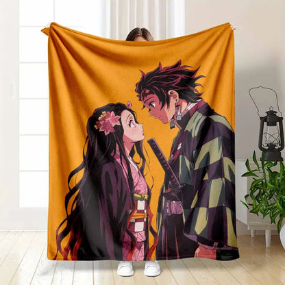 Anime Siblings Flannel Blanket Throw, Ultra Soft Fleece Bed & Sofa