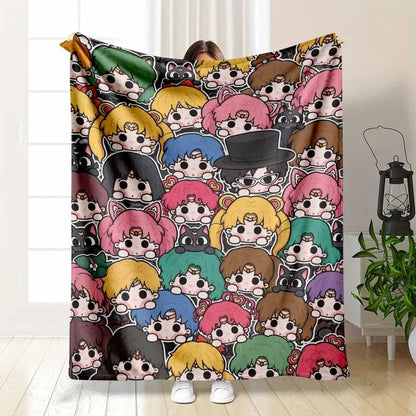 Anime Rock Style Flannel Throw Blanket Soft Lightweight Cozy Plush Fleece
