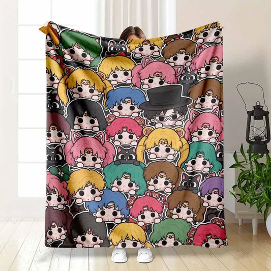 Anime Rock Style Flannel Throw Blanket Soft Lightweight Cozy Plush Fleece