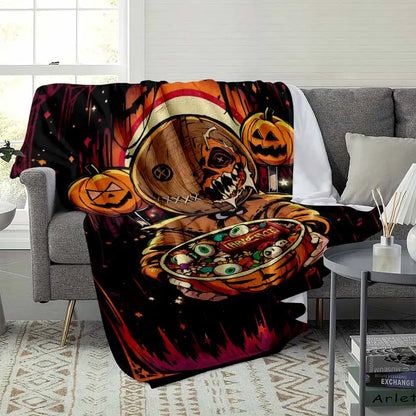 Halloween Pumpkin Monster Flannel Throw Blanket - Cozy Lightweight Wrinkle-Resistant Textile - image 9
