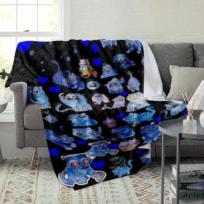 Whimsical Blue Cheshire Cat Flannel Blanket - Ultra Soft Lightweight Bed Throw - image 3