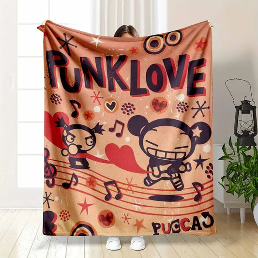 Punk Rock Music Theme Flannel Blanket Soft Lightweight Bed Throw