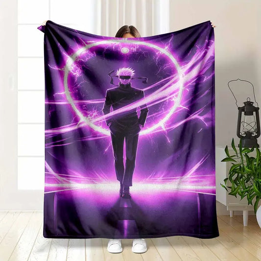 Purple Energy Aura Flannel Fabric Blanket - Soft Warm Patchwork for Home & Office Decor