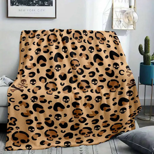Gothic Skull Leopard Animal Prints Flannel Throw Blanket - 60×80 inch Large Soft Cozy Lightweight Warm - image 2