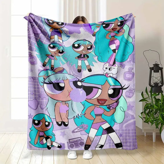Anime Girl Flannel Blanket, Soft Throw, 50×60