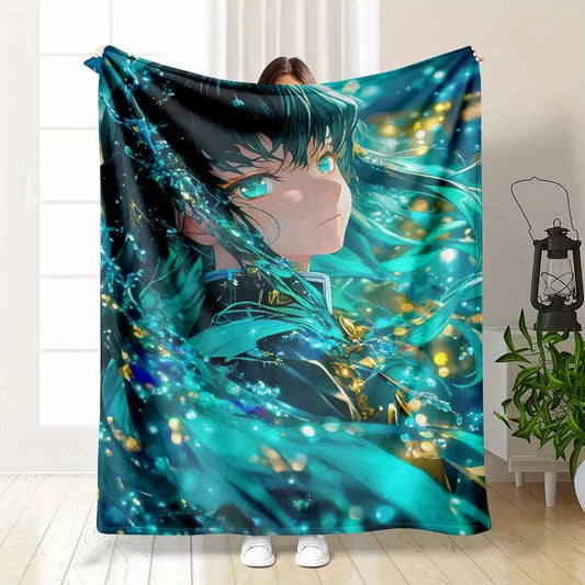 Anime Fantasy Warrior Flannel Throw Blanket - Soft, Lightweight Plush Fleece Bedding for Cozy Living