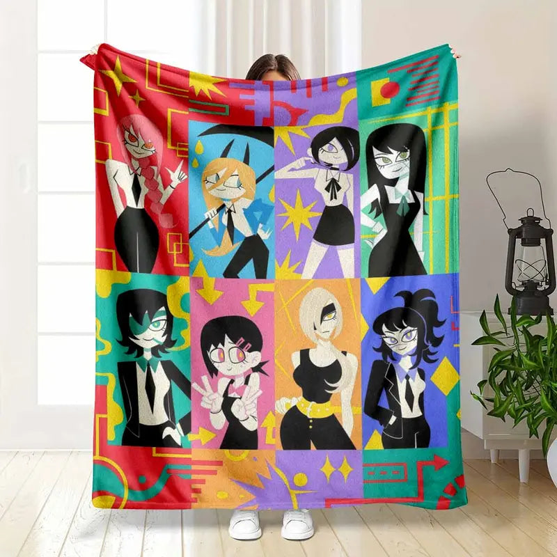 Anime Girl Graphic Flannel Blanket Plush Throw, Super Soft 50x60
