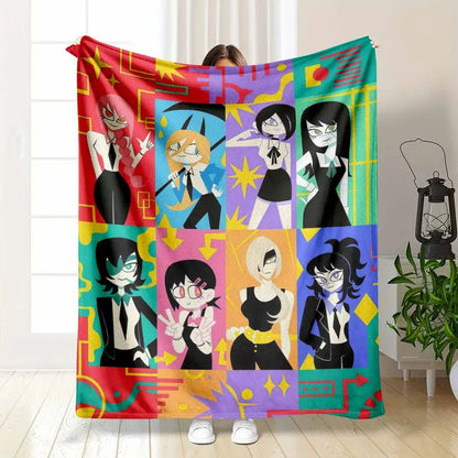 Anime Girl Graphic Flannel Blanket Plush Throw, Super Soft 50x60