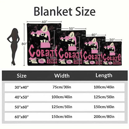 Scared Dog Flannel Blanket Pink Cartoon Monster & Eye Print Throw - image 10
