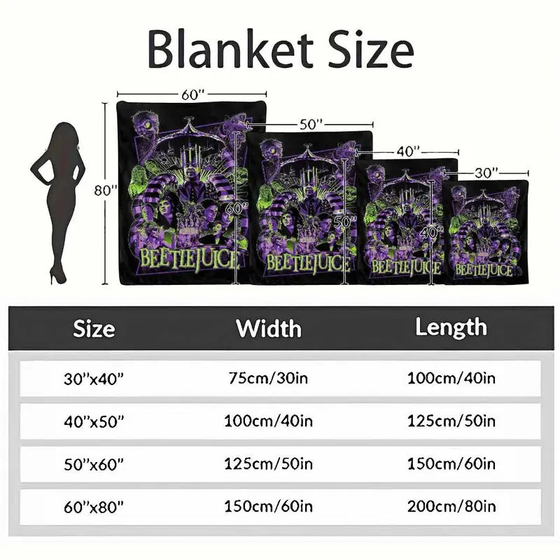 Classic Movie Poster Flannel Blanket - Gothic Characters Graphic Print, Lightweight Soft Throw for Living Room & Halloween Gifts - image 4