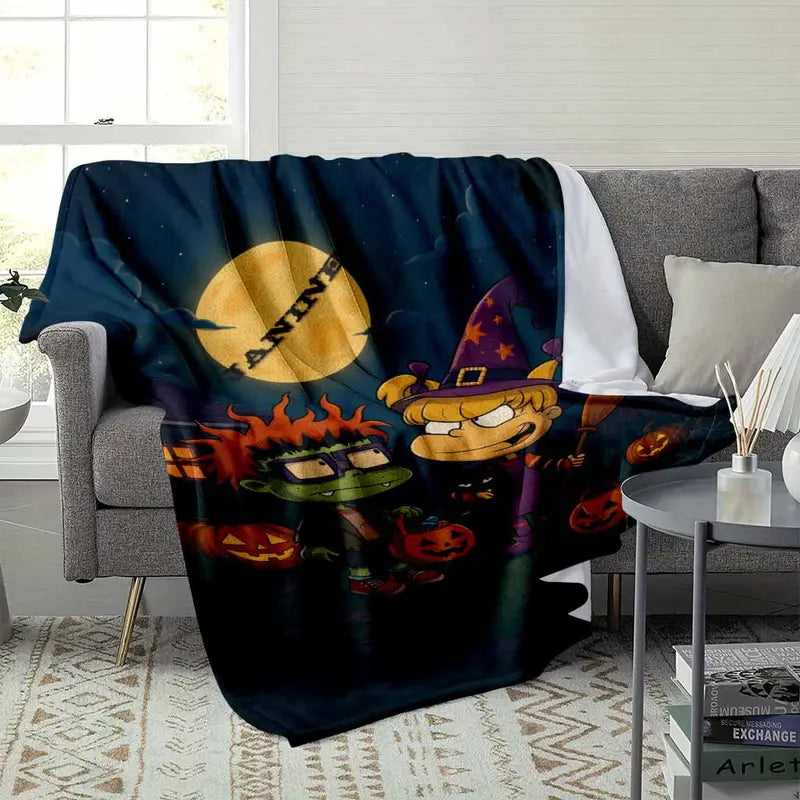 Halloween Flannel Throw Blanket, Moonlit Witch Print - image 3