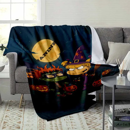 Halloween Flannel Throw Blanket, Moonlit Witch Print - image 3
