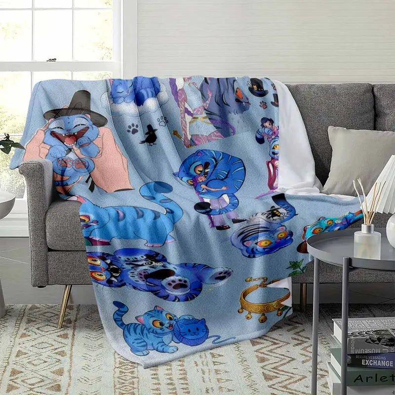 Whimsical Blue Fantasy Tiger Flannel Blanket - image 9