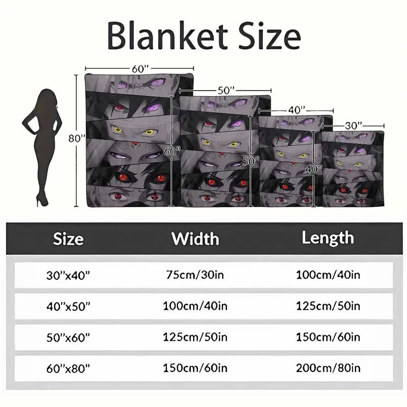 Anime Eyes Sharingan Rinnegan Flannel Blanket, Ultra Soft Cozy Warm Bedding - image 4