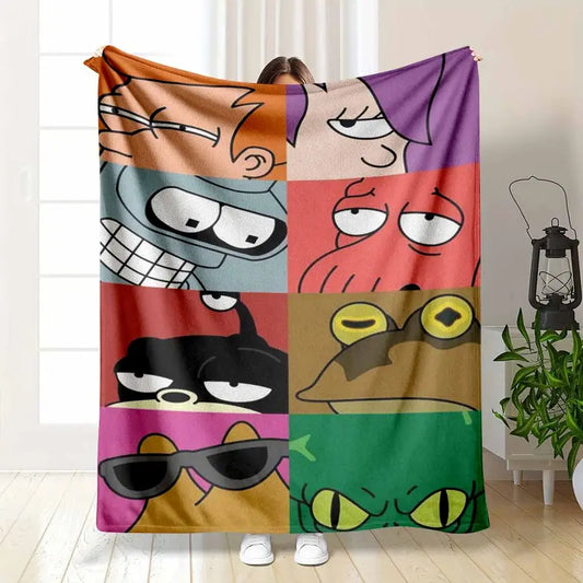 Futurama Collage Flannel Fleece Blanket Soft Cozy Lightweight Warm