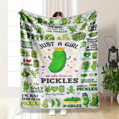 Pickle Cartoon Flannel Blanket - Soft Breathable 60x80 Inch for Adults & Kids