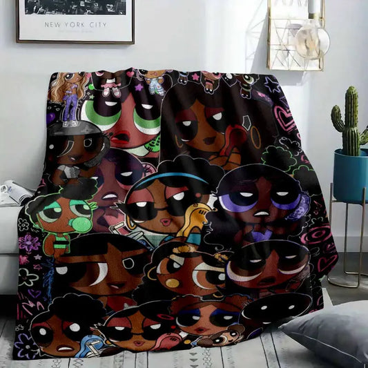 Y2K Retro Flannel Throw Blanket, Collage Print Soft - image 2